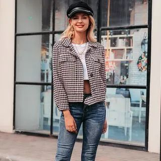 Houndstooth Button-Up Jacket | YesStyle Global