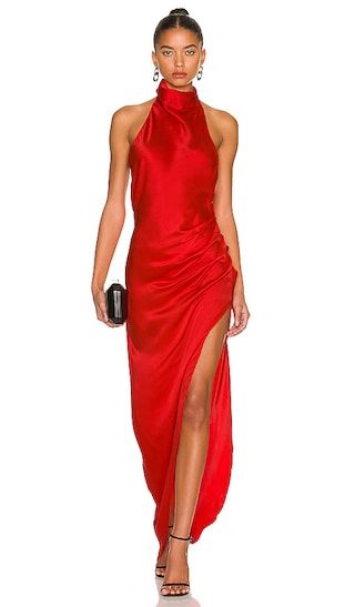 X REVOLVE Samba Gown in Candy Apple Red Dress Code Christmas Party Dress Satin Dress | Revolve Clothing (Global)