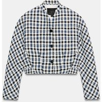 Zara - Zw Collection Plaid Jacket - Ecru / Blue - Xs - Woman | Zara US