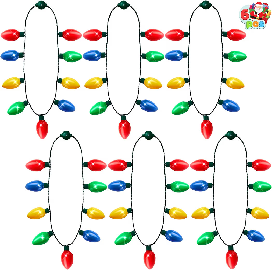 JOYIN 12 Packs Christmas LED Light Up Bulb Necklaces 9 Bulbs LED Necklaces Holiday Costume Access... | Amazon (US)