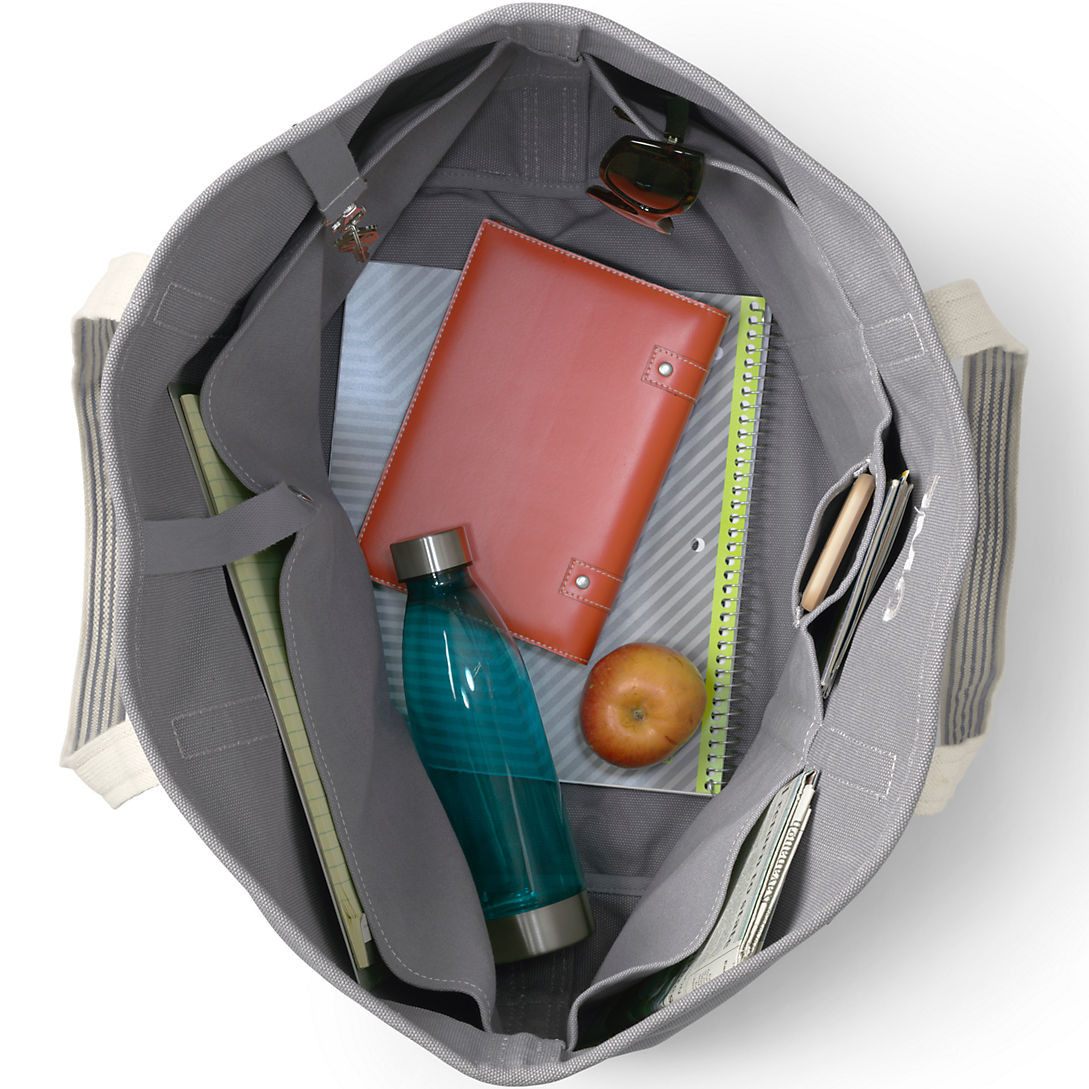 Extra Large Solid Color 5 Pocket Open Top Long Handle Canvas Tote Bag | Lands' End (US)