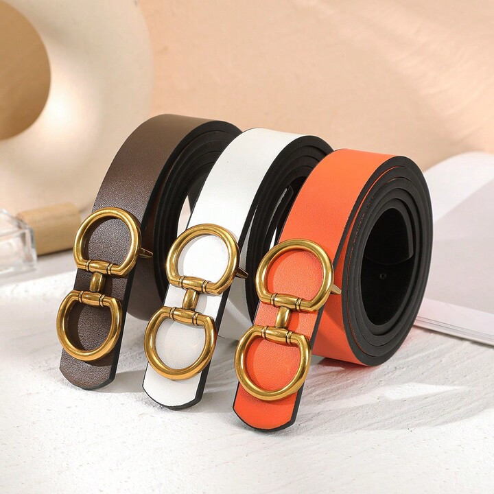 1pc Women's Double-Sided Fashionable Belt With Smooth Buckle, Simple & Versatile For Jeans | SHEIN