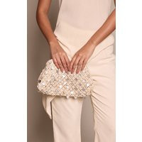 Cream Crochet Shell Clutch Bag | PrettyLittleThing US
