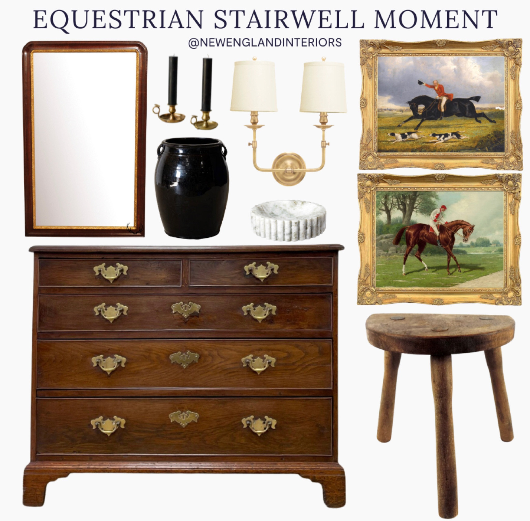 New England Interiors • Equestrian Stairwell Moment • Mirror, Dresser, Equestrian Wall Art, Lighting, Stool, Candles, Vase, Dish. 🐎🤎

TO SHOP: Click the link in bio or copy and paste the link in web browser 

#newengland #polo #equestrian #homeinspo #antique

#LTKFind #LTKhome