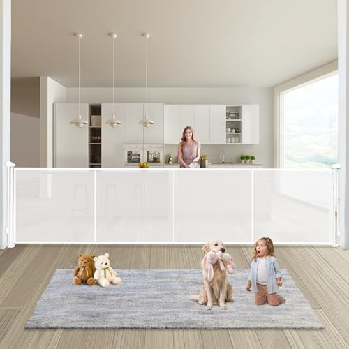 Retractable Baby Gates Dog Gate - 200" Extra Wide Expandable Child Safety Gate, 37" Tall Toddler Pet Mesh Gate with Reinforced Strips for Doorways, Stairs, Hallways, Outdoor & Indoor Large Openings | Amazon (US)