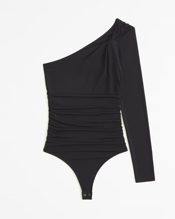 Long-Sleeve One-Shoulder Twist Ruched Bodysuit | Abercrombie & Fitch (US)