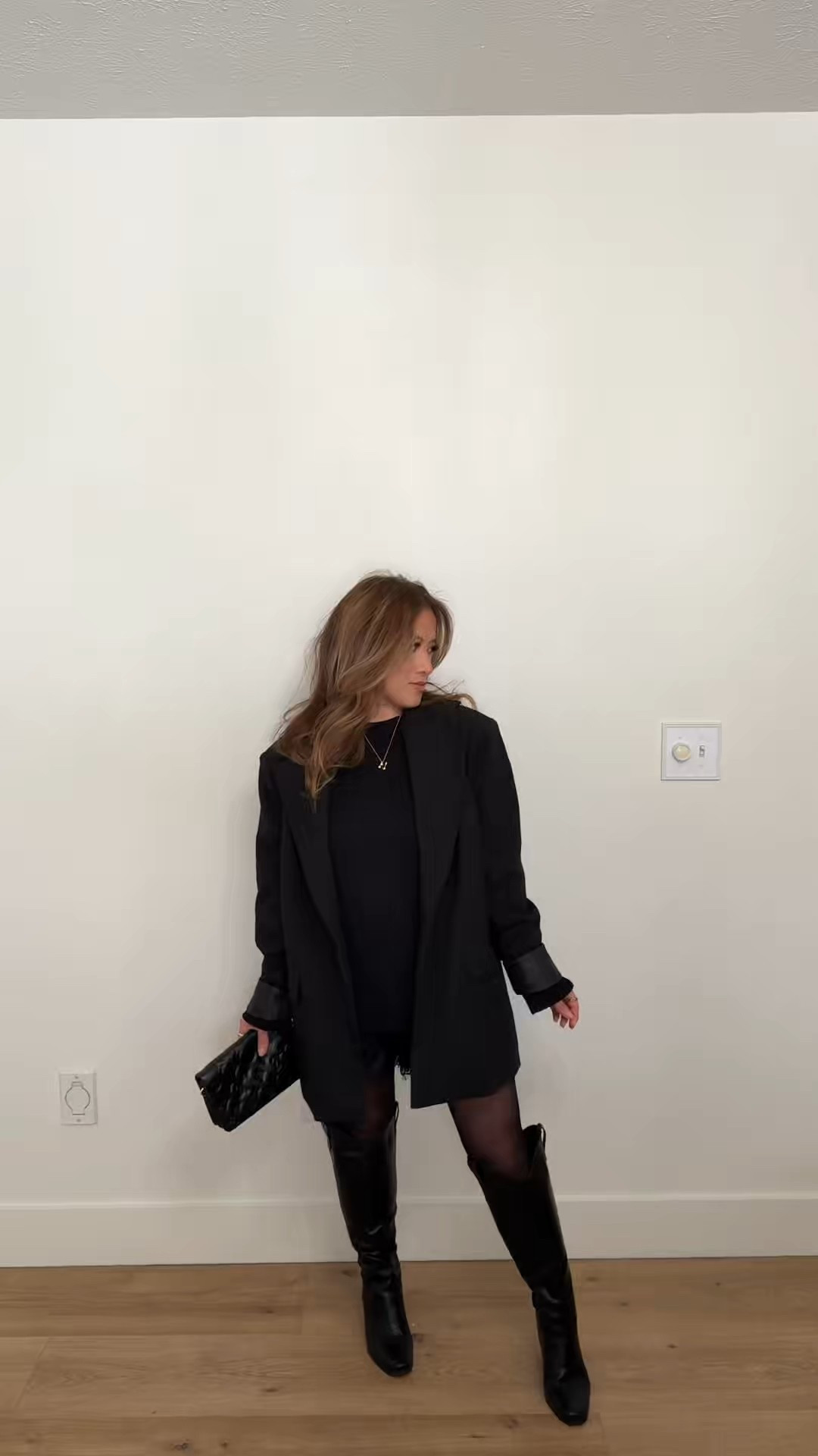 Fun all black outfit. Cute, comfortable and warm for a night out!
Size xsmall-blazer
Size small in sweater and shorts

#LTKPetite