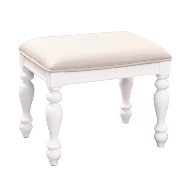 Lymingt 18'' Tall Solid Wood Vanity Stool | Wayfair North America