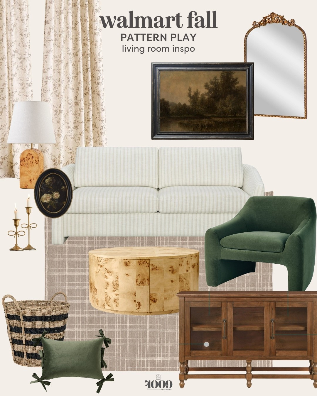 My recent faves from Walmart. Living room inspo / inspiration edition. I love this look for fall but also for a cozy, inviting space with warm neutrals plus some color. 

#neutral #cozyliving #velvetchair #greenchair #stripedsofa #smallspace



#LTKFindsUnder100 #LTKSeasonal #LTKHome