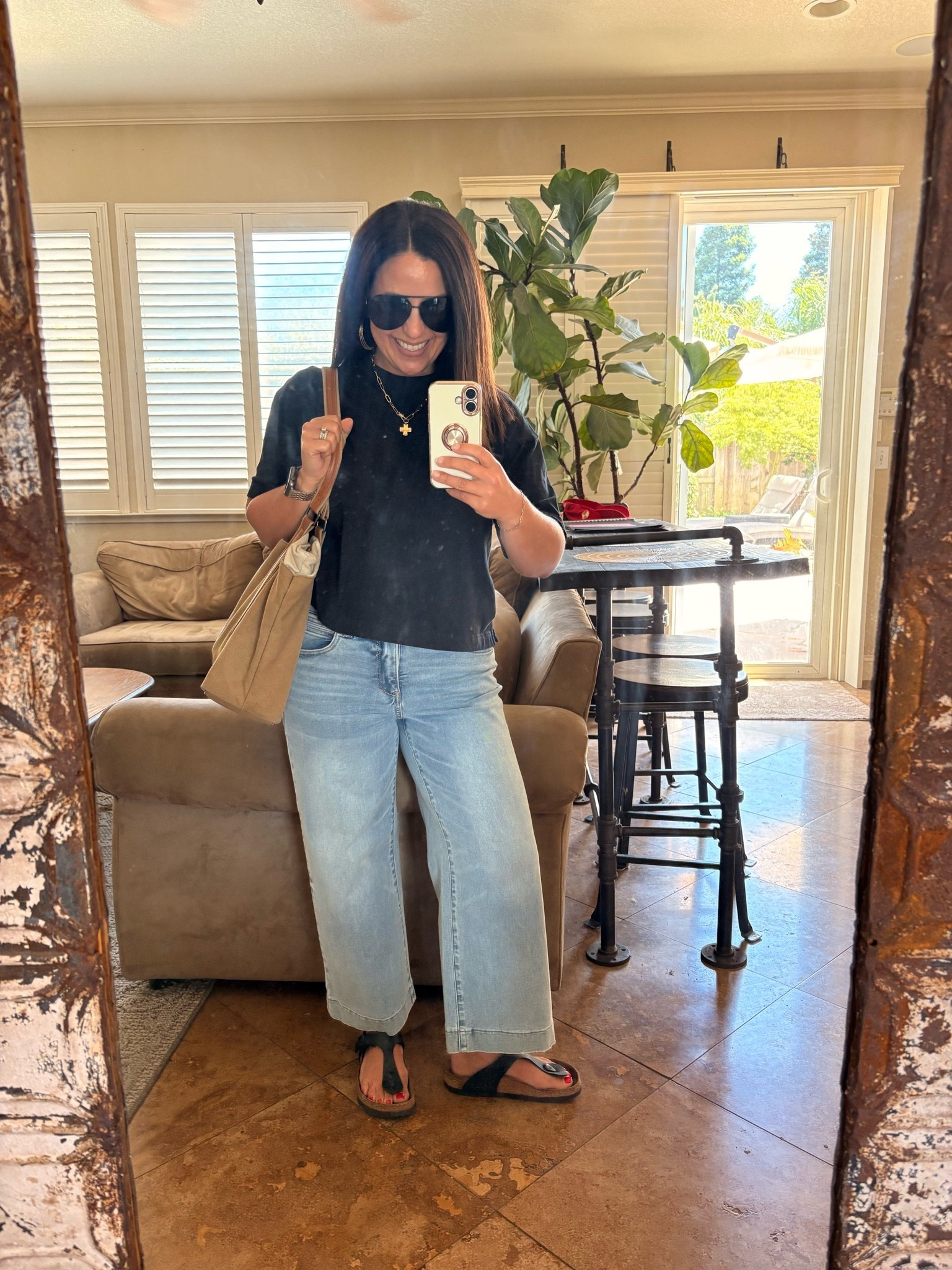 Easy summer outfit on repeat ☀️🖤 These petite friendly high rise jeans are under $50, super comfy, and such a good everyday fit. I’m wearing a size 4. My new sunglasses are only $35 and all the details are linked!

#LTKStyle #LTKFindsUnder50 #PetiteStyle #PetiteFashion #MomStyle #CasualStyle #EverydayOutfit #WideLegJeans #Over40Style #ClassicStyle #AffordableFashion #SummerStyle #PetiteFriendly #TeacherStyle #SimpleStyle #LTKUnder50

#LTKOver40 #LTKPetite #LTKmomlife