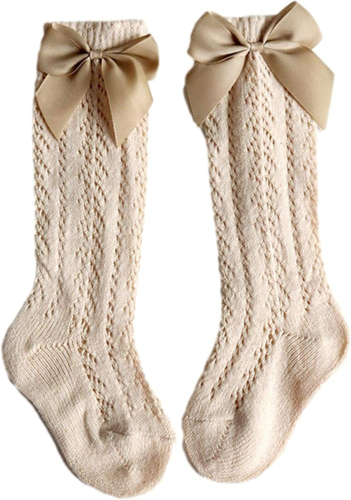 Baby Girl Knee-High Socks Toddlers Bow Stockings Newborn Infant Princess Frilly Socks | Amazon (US)
