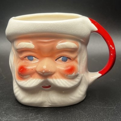 VTG Santa Claus Face Mug Ceramic Christmas Cup Open Eyes Rosie Cheeks 1950’s | eBay US