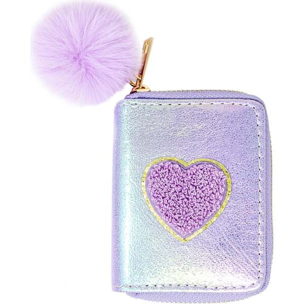 Shiny Heart Patch Wallet,  Purple | Maisonette