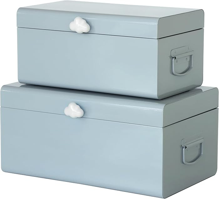 Vixdonos Large Decorative Box Set of 2 Metal Keepsake Trunk with Cloud-shaped Decorative Clasp fo... | Amazon (US)