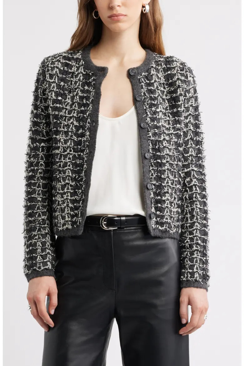 Textured Crewneck Cardigan (Women) | Nordstrom | Nordstrom