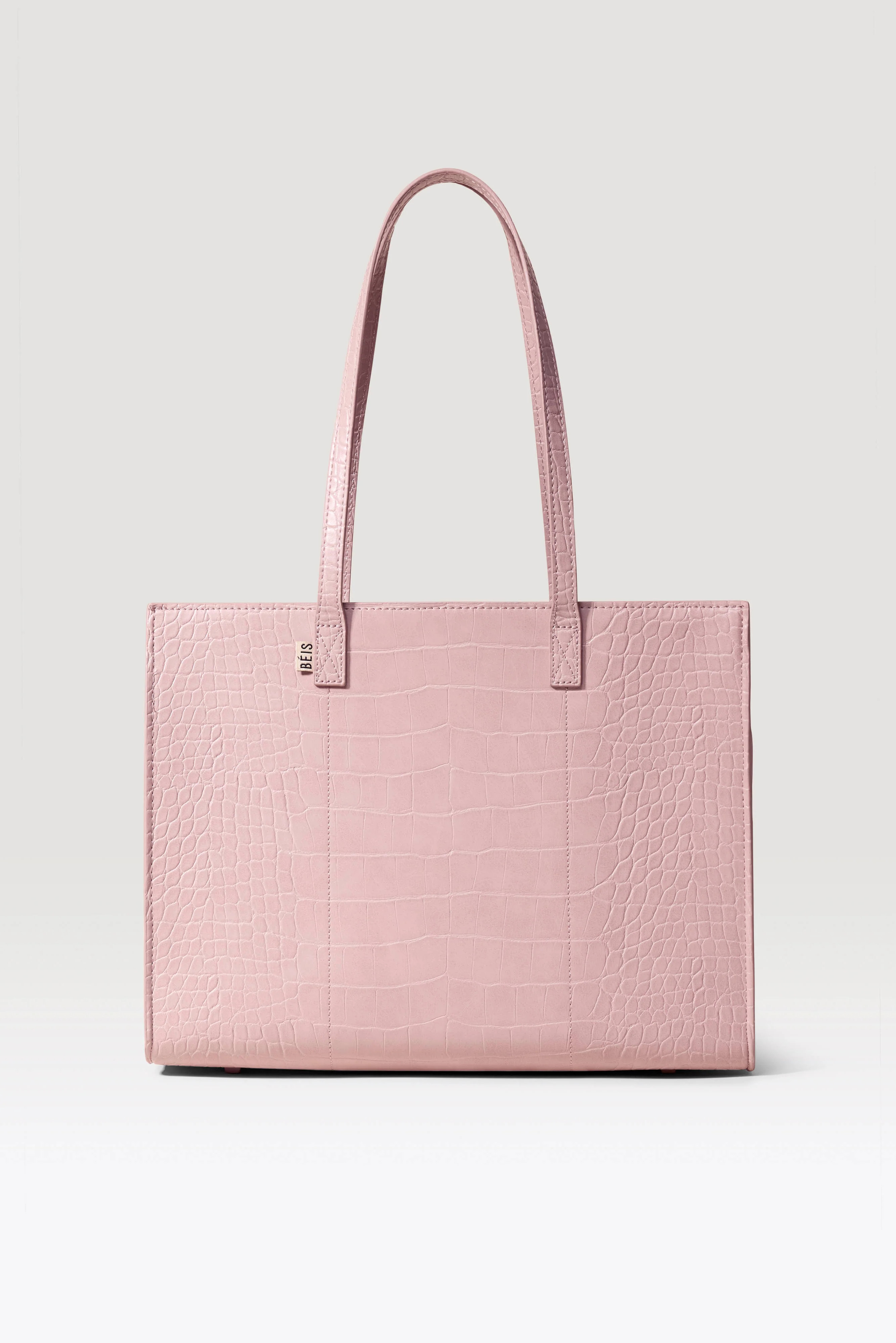 B\u00c9IS 'The Work Tote' in Atlas Pink Croc - Pink Laptop Tote Bag & Office Work Tote | BEIS