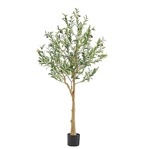 Nafresh Tall Faux Olive Tree，5Ft(60in) Realistic Texture Potted Silk Artificial Olive Tree， Fake Olive Trees Indoor Outdoor for Home Office Living Room Bedroom Foyer Porch Decor. | Amazon (US)