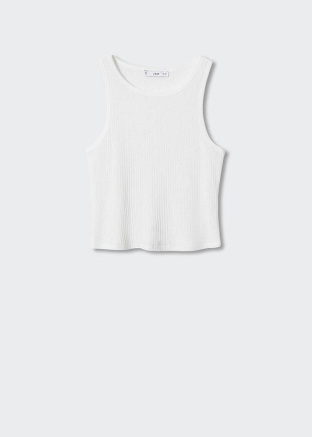 Ribbed cotton-blend top -  Women | Mango United Kingdom | MANGO (UK)