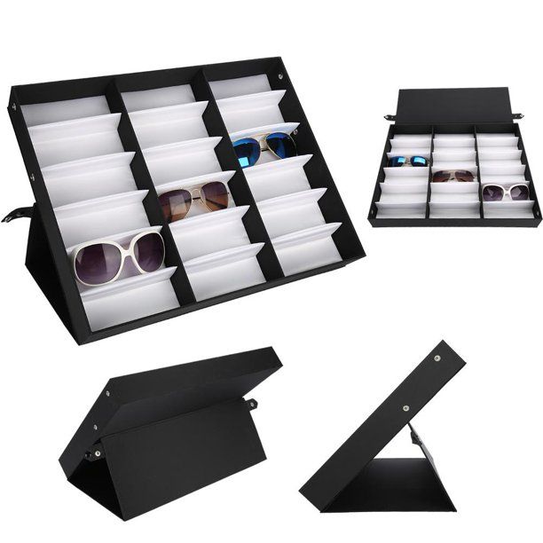Fdit 18 Grids Glasses Display Case Sunglasses Storage Box Organizer Glasses Jewelry Display Box, ... | Walmart (US)