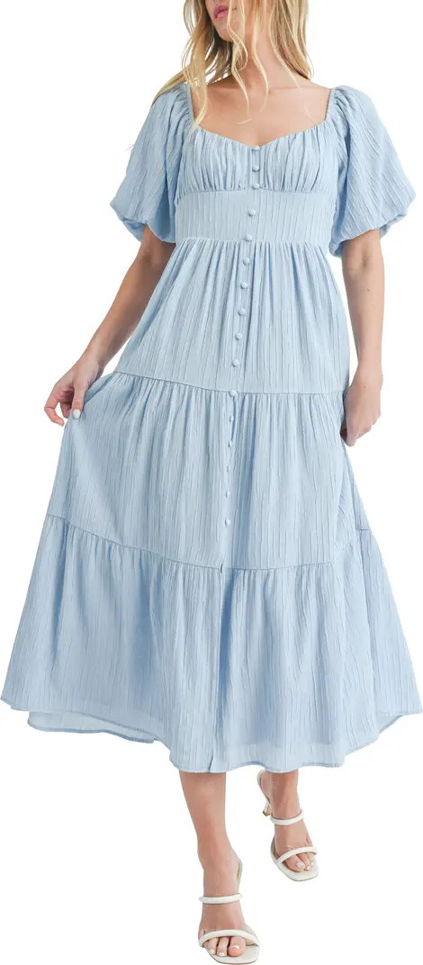 Puff Sleeve Tiered Midi Dress | Nordstrom