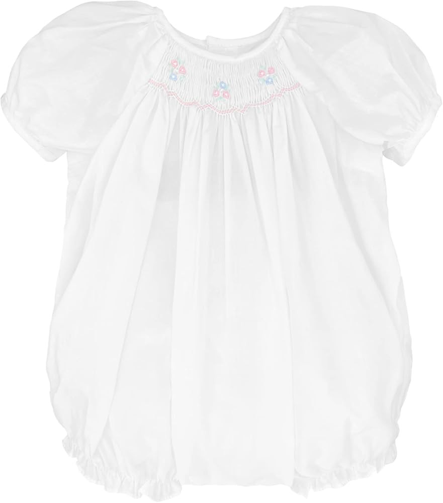 Petit Ami Baby Girls' Hand-Embroidered Smocked Bubble | Amazon (US)