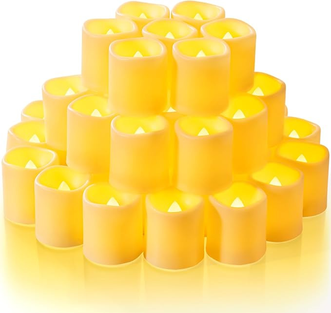 Homemory 50Pack Flickering Flameless Votive Candles,200+Hour Electric Fake Candles,Battery Operat... | Amazon (US)