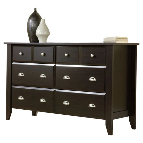 Dark Brown Wood 6-Drawer Wardrobe Dresser | Shop Simon