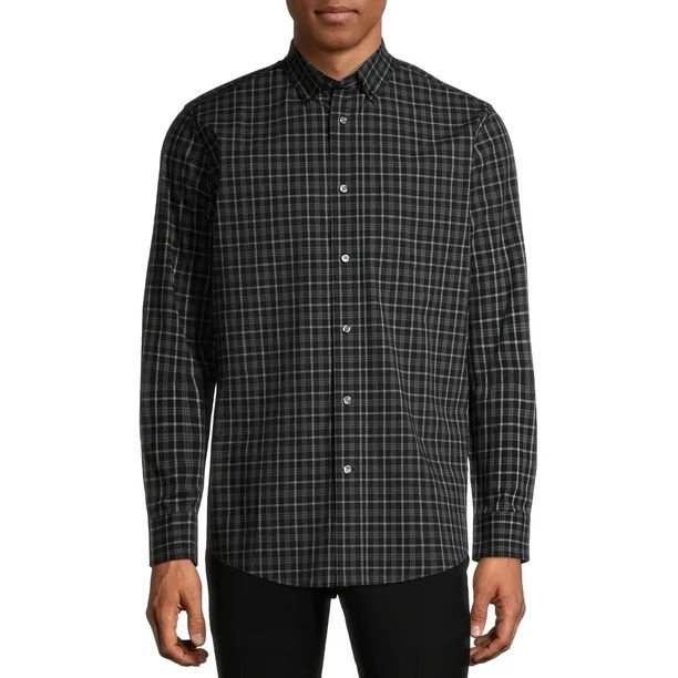 George Men's and Big Men's Long Sleeve Stretch Poplin Shirt, up to 5xlt | Walmart (US)