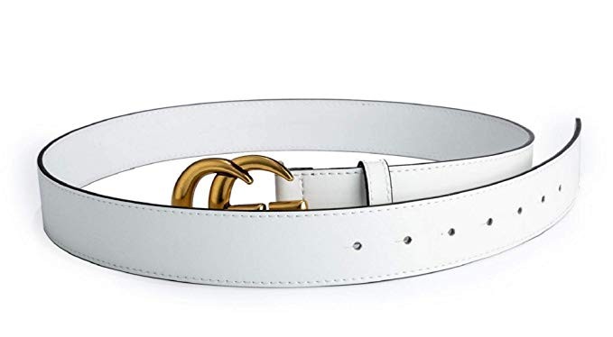 JOLOS Women Brown/Black/Red/White Leather GG Belt Fashion Slim Thin Dress Waist Belt for Jeans Go... | Amazon (US)