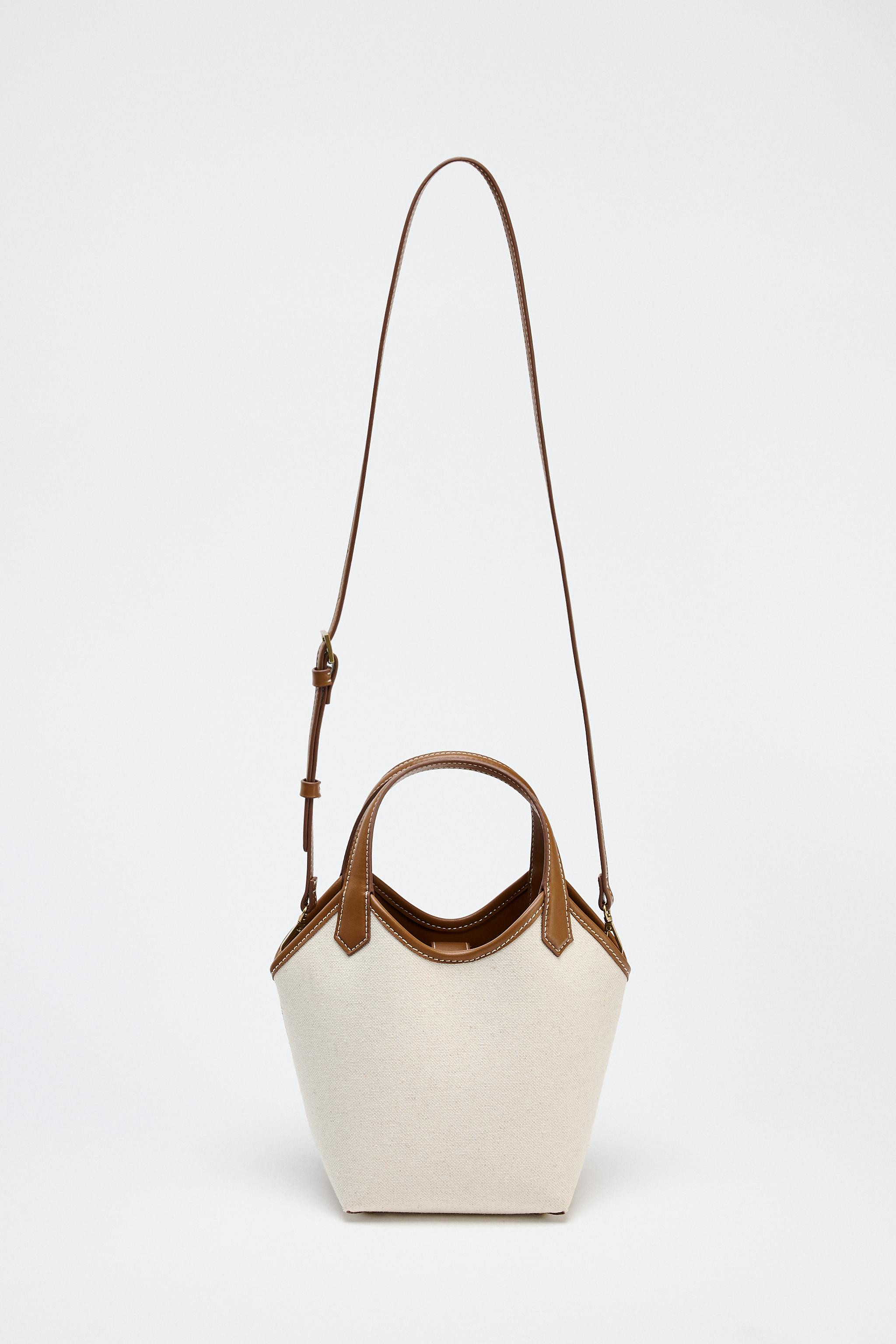 CONTRAST CANVAS MINI SHOPPER | Zara US