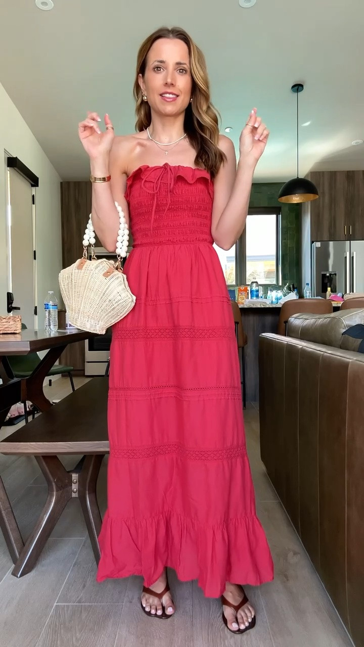 My Zion dinner outfit tonight! Did a quick change after hiking! Wearing XS in maxi dress. Summer dress. 4th of July dress. 4th of July outfit. Summer dress. Summer outfit. Jelly heels - I did a 6 because I didn’t see 6.5 and they fit. Shell purse.

#LTKootd #LTKgrwm #LTKTravel