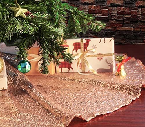 48 inch Christmas Tree Skirt - Rose Gold Sparkly Sequin Tree Skirts for Handmade Home Christmas T... | Amazon (US)