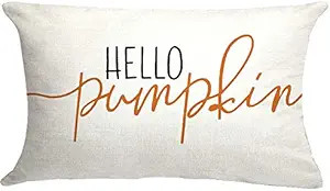 GTEXT 12x20 inch Fall Throw Pillow Cover Hello Pumpkin Cushion Cover Autumn Decor Fall Pumpkins P... | Amazon (US)