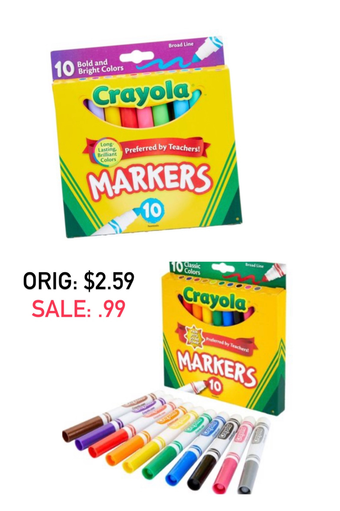 Crayola Markers Broad Line 10ct Classic