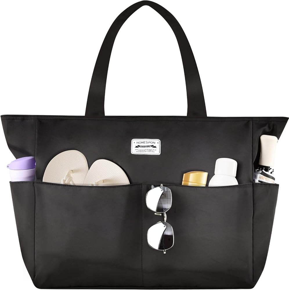 HOMESPON Large Waterproof Beach Bag for Women Sandproof Tote Bag Pool Bag with Zipper and Pockets... | Amazon (CA)