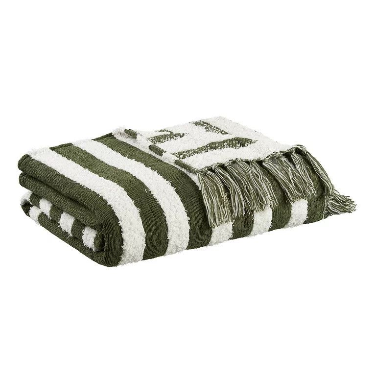 Better Homes & Gardens Textured Cozy Woven Chenille Throw, 50"x72", Green Arch | Walmart (US)