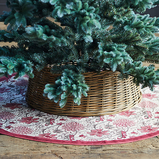Festive Florals Block Printed Tree Skirt | Terrain