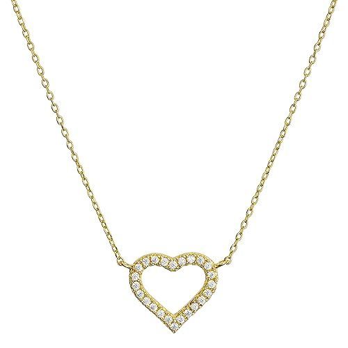 Benevolence LA Necklaces for Women Heart Pendant: Dainty CZ Diamond Shaped Cubic Zirconia Stones ... | Amazon (US)