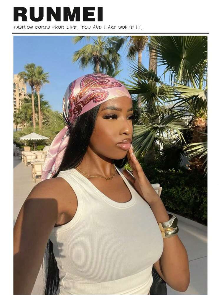 1pc Minimalist Printed Satin Scarf, New Spring Fashion Accessory Scarf, Suitable For Women, Can Be Used As Waistband, Bag Decoration, Ribbon, Headband Or Scarf, An Ideal Choice To Enhance Your Overall Look. | SHEIN