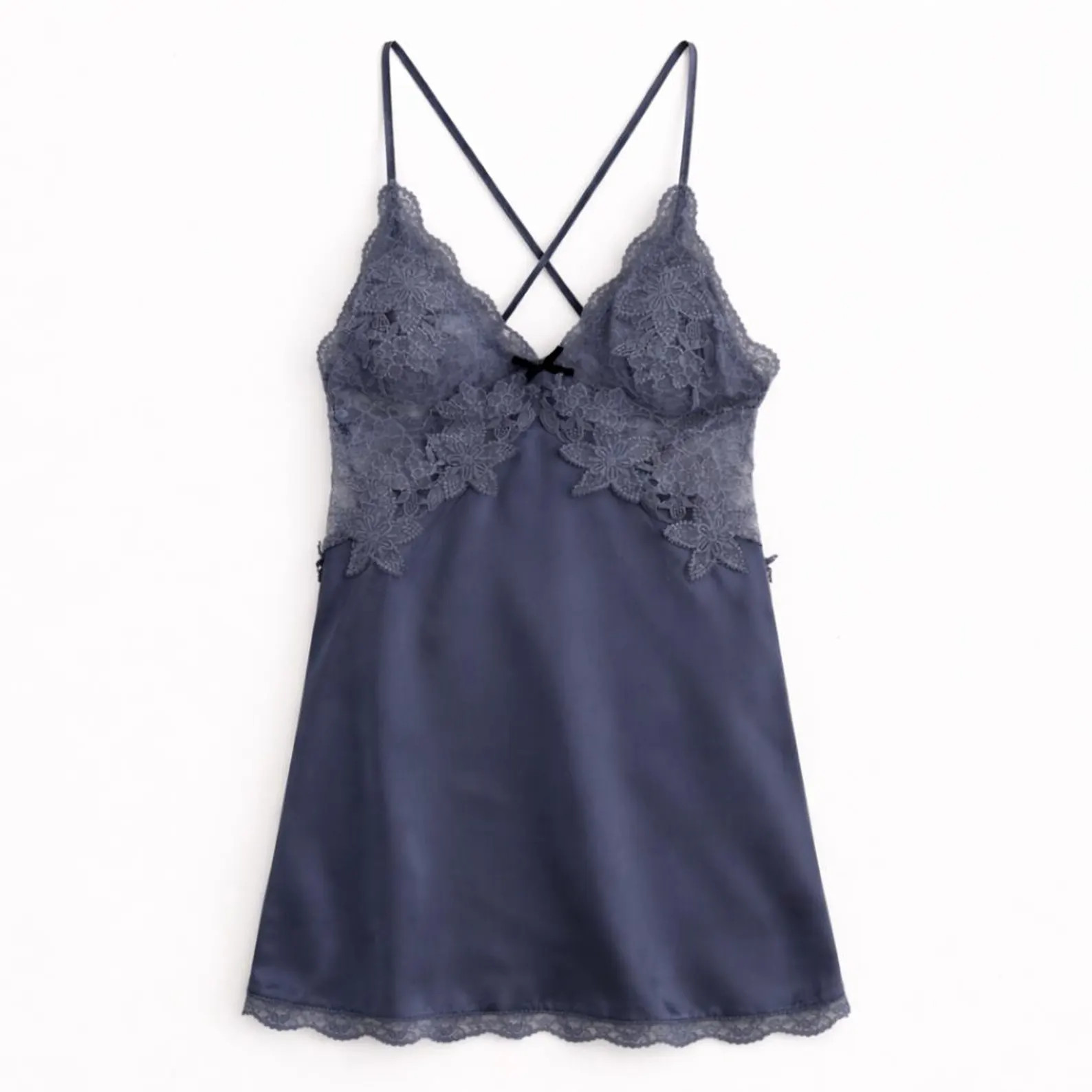 Midnight Bloom - Kanten satijnen slipdress met delicate bloemendetails en x-rugontwerp op de acht... | Etsy (US)