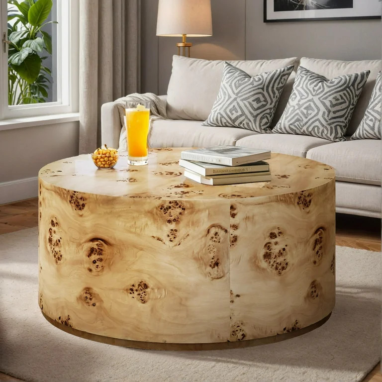ModFusion Burl Wood Coffee Table, Natural Wood Center Table for Living Room & Home Office, White ... | Walmart (US)