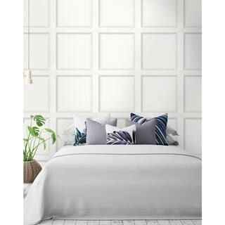 Modern Faux Wood Panel Dove White Non-Pasted Wallpaper (Covers 56 sq. ft.) | The Home Depot