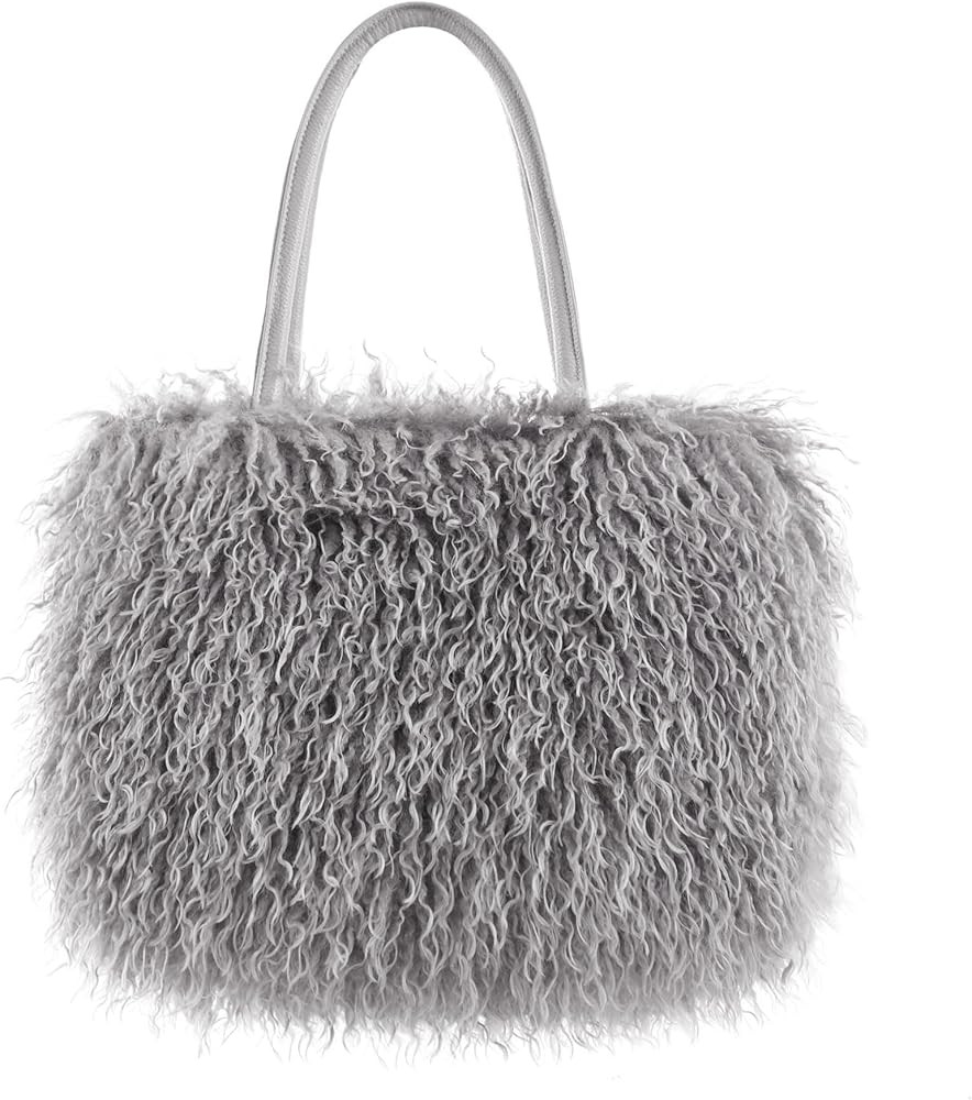 Women's Fuzzy Tote Bag Curly Handbag Furry Shoulder Bag Large Top Handle Purses Winter | Amazon (US)