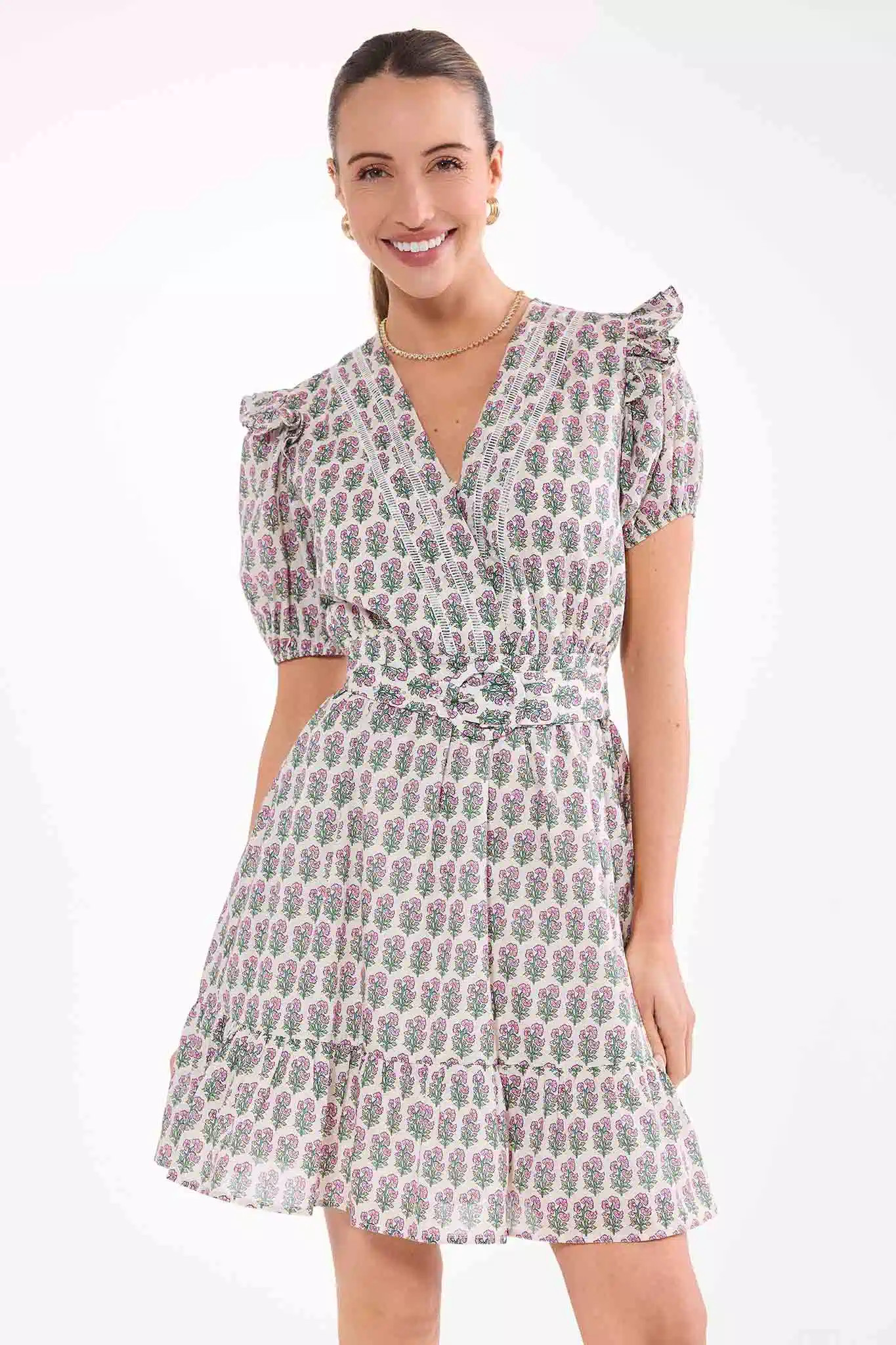 Cody White Floral Print Belted Dress | Avara