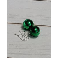 Green Christmas Ornament Ball Earrings | Etsy (US)