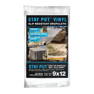 TRIMACO 9 ft. x 12 ft. 2 mil Stay Put Vinyl Drop Cloth-04301/HD - The Home Depot | The Home Depot