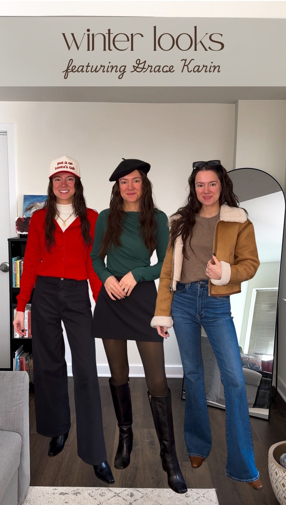 Comment “WINTER” for the links 🤎 Three winter looks, three totally different personalities — all featuring Grace Karin.

The festive errand friend, the soft-launch Parisian, and the girl who isn’t headed to Aspen… but is definitely ordering a hot toddy and pretending she owns the ski lodge. ⛄️

Honestly? December dressing is just more fun when you treat it like a movie montage.

Apply these codes at checkout at @amazon for an additional savings on each!
Red cardigan: 865CPCY7
Green top: HK9QKWDY
Coffe top: WSP84HSK

✨ Comment “WINTER” or “SHOP” for the links.
✨ Follow @rachel.corridean for more cute winter styling.
.
.
.
@gracekarin_brand #GraceKarin #gracekarinmoment #winteroutfit 

I’m Rachel Corridean — your cinematic winter outfit narrator with a soft spot for elevated basics, movie-coded styling, and making everyday life feel like a montage.

winter outfits, winter looks, Grace Karin winter tops, holiday outfit ideas, casual winter outfit inspo, cozy winter style, Parisian winter outfit, cardigan outfit winter, mini skirt winter outfit, sherpa jacket winter look, knee-high boots outfit, wide-leg jeans winter, flare jeans outfit, Amazon winter finds, affordable winter outfits, everyday winter style

#LTKHoliday #LTKSaleAlert #LTKPetite