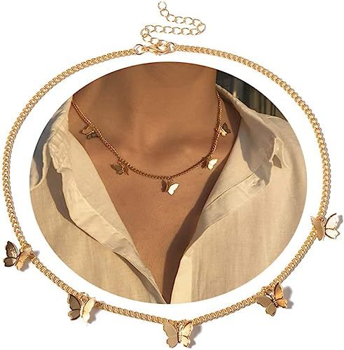 Joyiever Dainty Butterfly Necklace for Women Gold Choker Necklaces Butterfly Choker for Wife Girl... | Amazon (US)