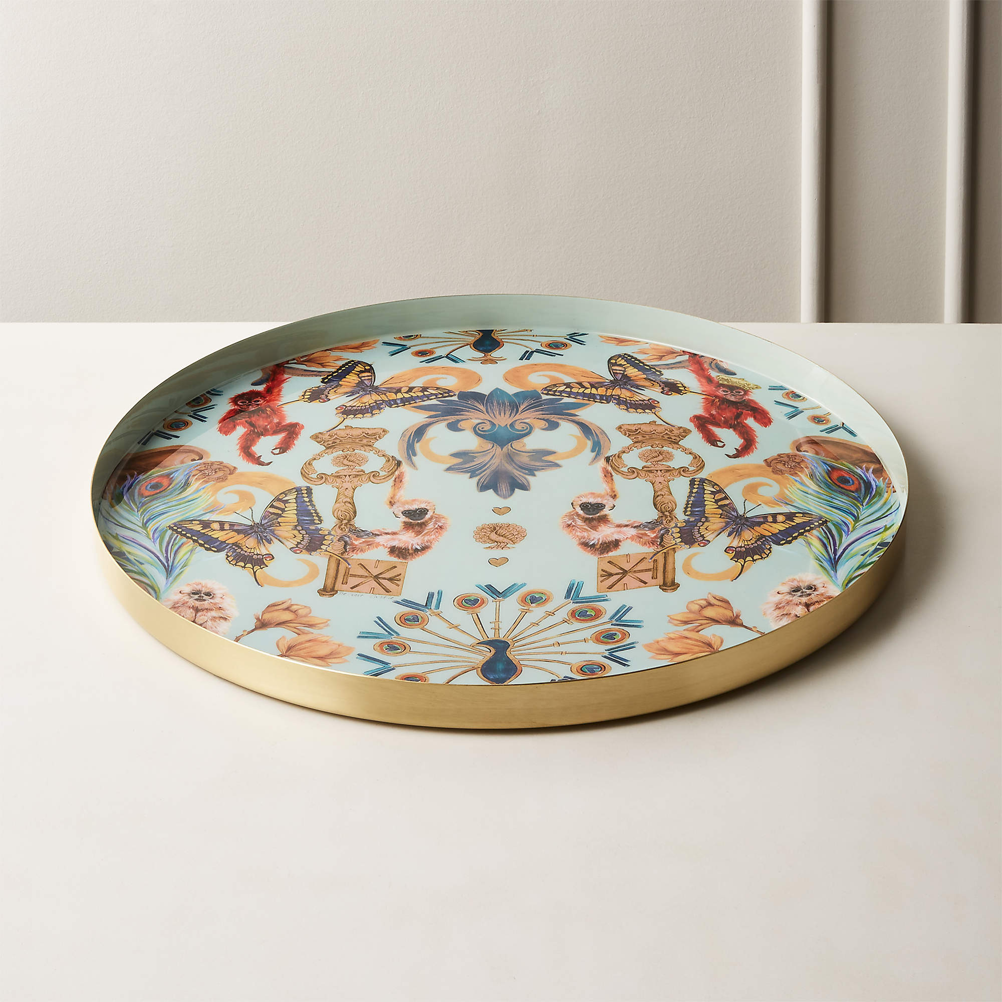Regal Monkeys Round Serving Tray + Reviews | CB2 | CB2