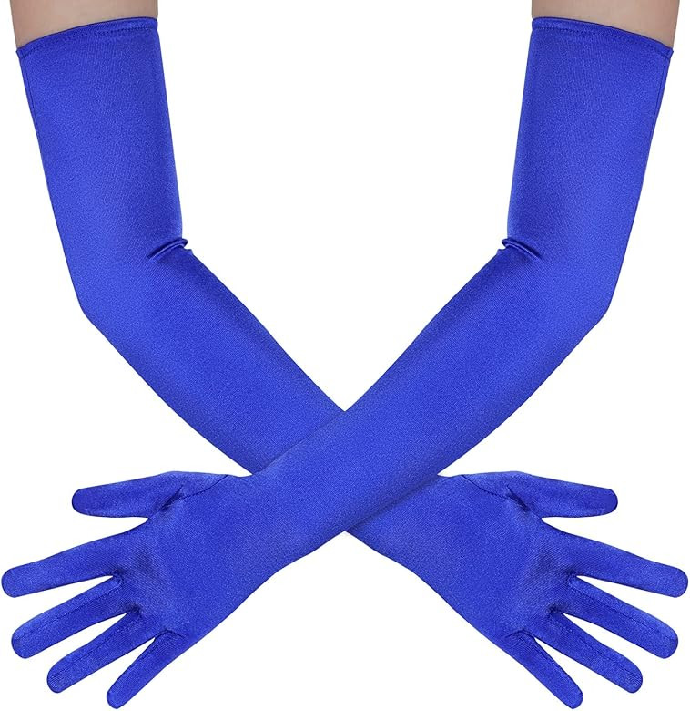 Wobe Long Opera Party 20s Satin Gloves Stretchy Adult Size Elbow Length Wedding | Amazon (US)